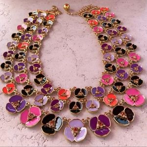 kate spade 3 strand enamel gold flower necklace